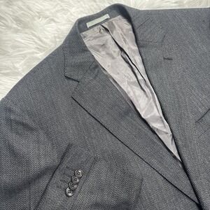 Versace Collection Silk Sport Coat‎ Blazer Mens 44 Dark Gray Herringbone Wedding